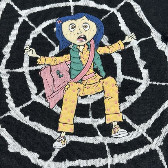 Coraline Laika Unisex Size Large Black Spiderweb Crewneck Pullover Sweater 2023 - Picture 5 of 12